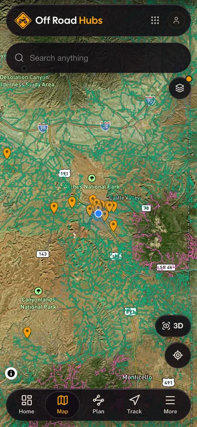 The Off Road Hubs app directory map