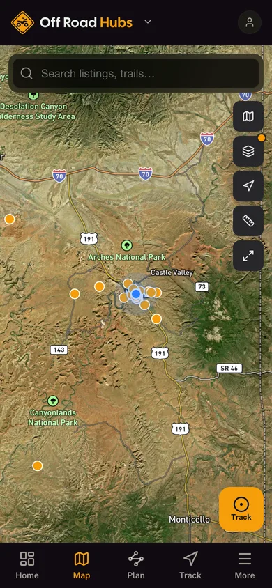 The Off Road Hubs app directory map