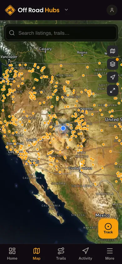 The Off Road Hubs app directory map