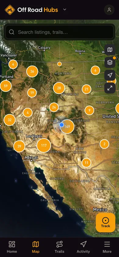 The Off Road Hubs app directory map