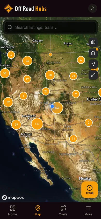 The Off Road Hubs app directory map