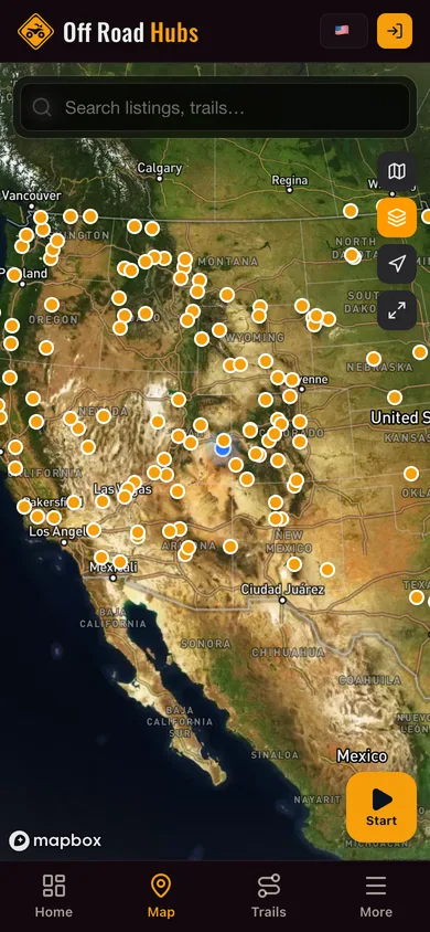 The Off Road Hubs app directory map