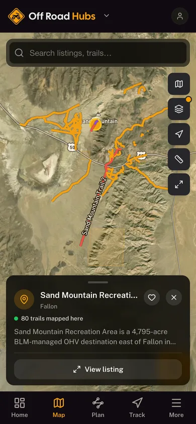 Nearby places mapped in the Off Road Hubs app