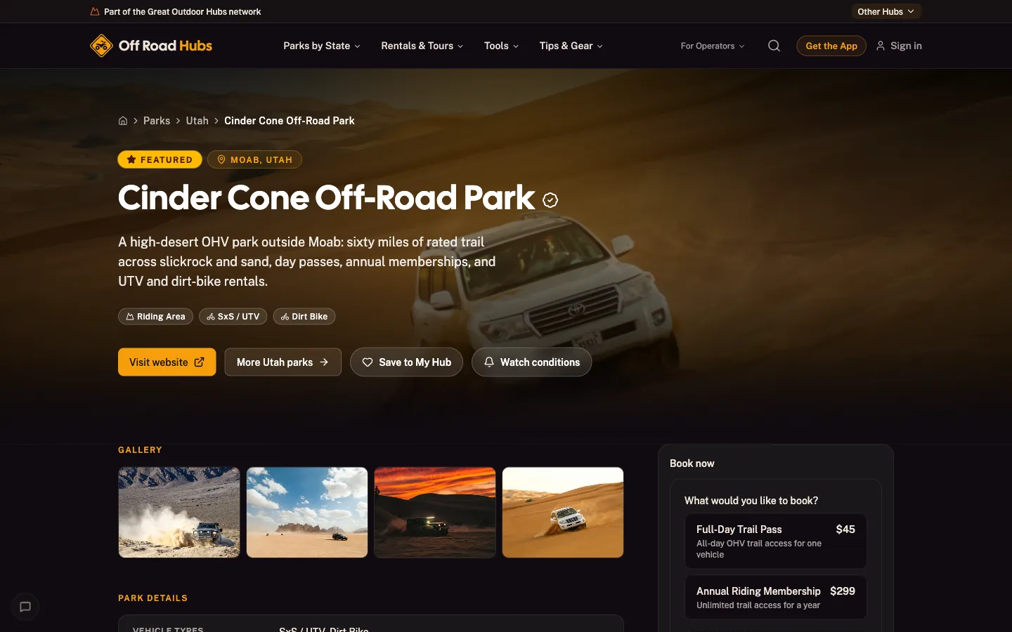 Directory listing as a customer sees it on Off Road Hubs